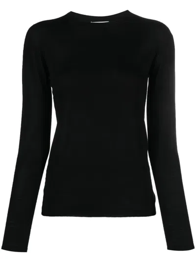 Max Mara Crew-neck Virgin Wool Jumper In Black