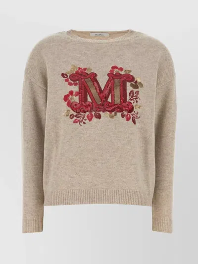 MAX MARA CREW NECK WOOL BLEND QUOTA SWEATER
