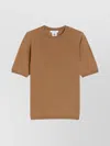 Max Mara Crew Neck Wool Sweater With Short Sleeves In Brown