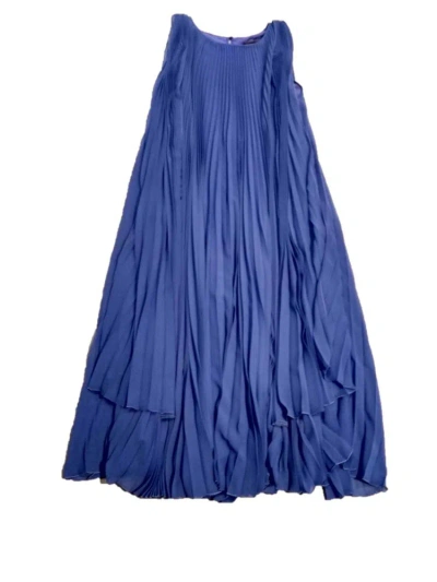 Max Mara Crewmeck Pleated Dress In Blue