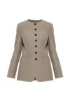 Max Mara Crew-neck Button-up Jacket In Neutral