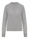 Max Mara Crew-neck Wool Fine-knit Top In Gray