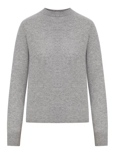 Max Mara Crewneck Cashmere Sweater In Grey