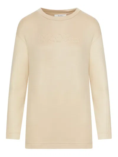 Max Mara Crewneck Cotton Sweatshirt In Neutral