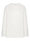Max Mara Crewneck Cotton Sweatshirt With Long Sleeves In White