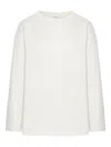 Max Mara Crewneck Cotton Sweatshirt With Long Sleeves In White