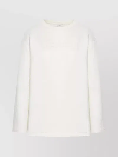 Max Mara Crewneck Cotton Sweatshirt With Long Sleeves In White