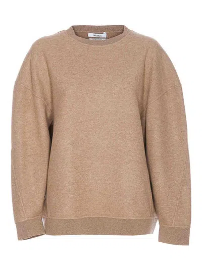 Max Mara Crewneck Jersey Sweatshirt In Beige