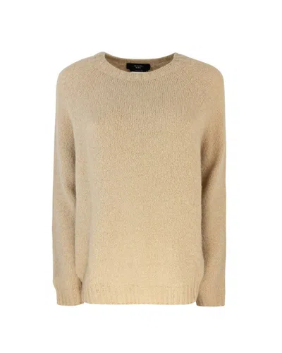 Max Mara Crewneck Knit Sweater In Beige