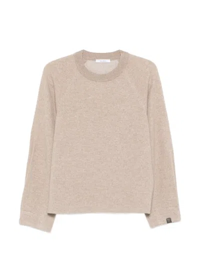 Max Mara Crew-neck Knitted Sweater In Neutral