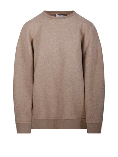 Max Mara Crewneck Long-sleeved Jumper In Beige