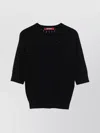 Max Mara Crewneck Metallic Thread Knitwear Sheer Short Sleeves In Black