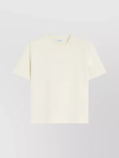Max Mara Crewneck Ribbed Hems Short Sleeves Soft Texture In White