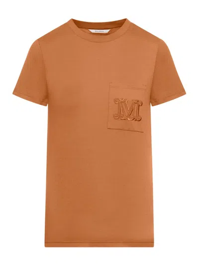 Max Mara Crewneck Short-sleeved T-shirt In Cuir