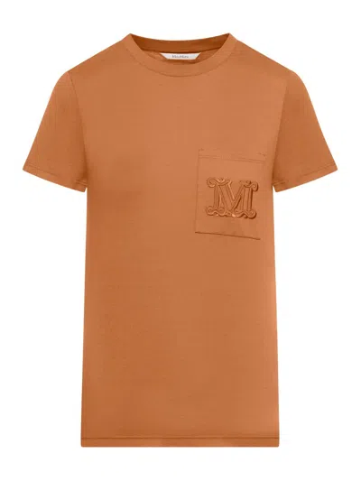 Max Mara Crewneck Short-sleeved T-shirt In Cuoio
