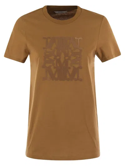 Max Mara Crewneck Short-sleeved T-shirt In Leather Brown