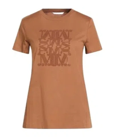 Max Mara Crew-neck Short-sleeve T-shirt In Brown