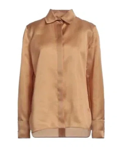 Max Mara Sfilata Woman Shirt Camel Size 10 Silk In Nude