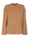 Max Mara Sleeveless Top With Crew Neck And Long Sleeves In Brown