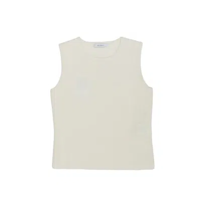 Max Mara Crewneck Sleeveless Top In White