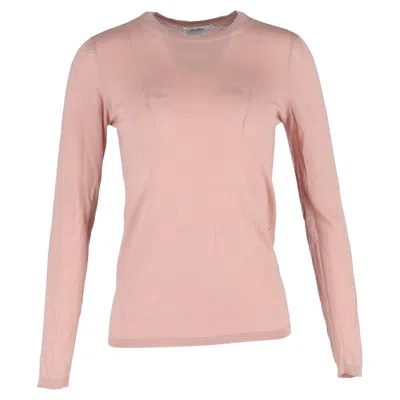 Max Mara Crewneck Sweater In Pink Wool