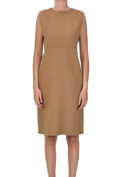 Max Mara Crimea Virgin Wool Dress In Camel