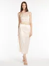 Max Mara Crinkle-look Calf-length Skirt In Powder