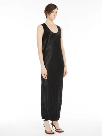 Max Mara Crinkle-look Dress In Black