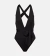 Max Mara Cristel Belted Swimsuit In Black