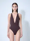 Max Mara Women Cristel Belted Swimsuit In Brown
