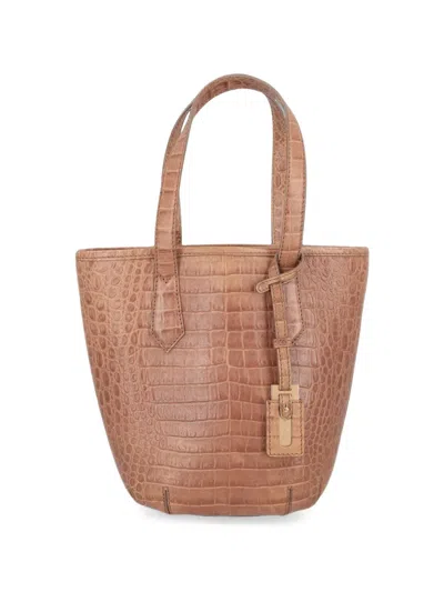 Pre-owned Max Mara Croc-effect Tote Bag In Brown
