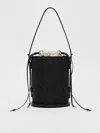 Max Mara Textured Drawstring Bucket Bag In Black