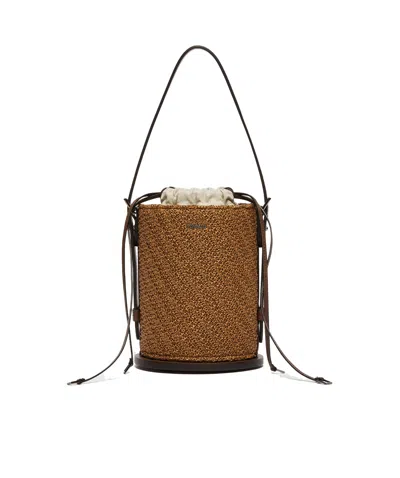 Max Mara Crochet Archetipo Bucket Bag In Brown