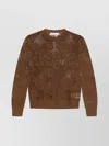 Max Mara Farea Embroidered Fishnet Sweater In Brown