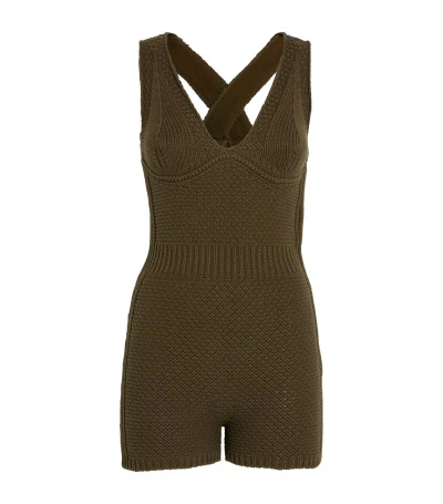 Max Mara Crochet Playsuit In Green