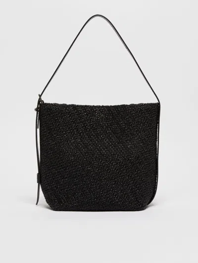 Max Mara Crochet Small Archetipo Shopping Bag In Black