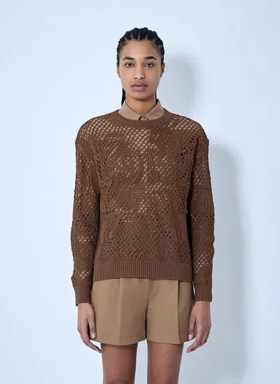 Max Mara Crochet Sweater In Brown