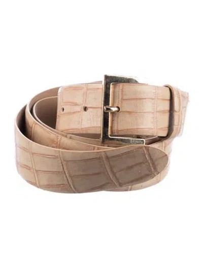 Pre-owned Max Mara Crocodile Belt In Neutral