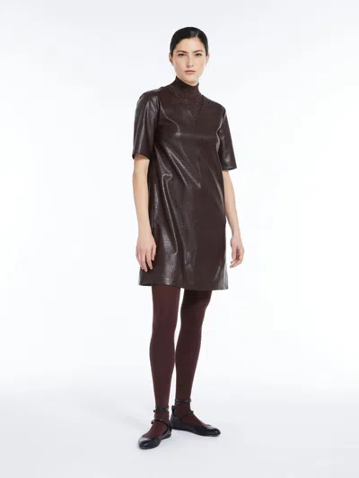 Max Mara Crocodile-print Dress In Brown