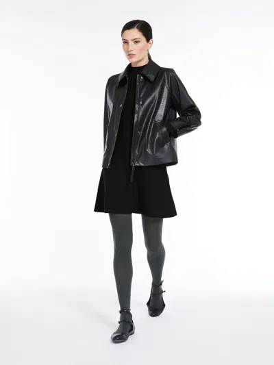 Max Mara Crocodile-print Jersey Jacket In Black