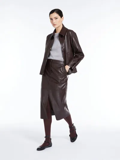 Max Mara Crocodile-print Jersey Skirt In Black