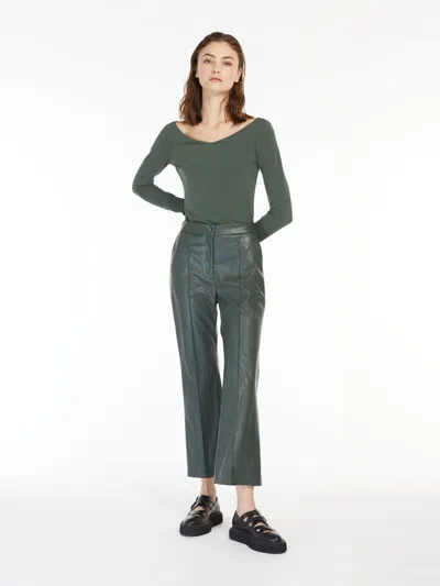 Max Mara Crocodile-print Jersey Trousers In Gray
