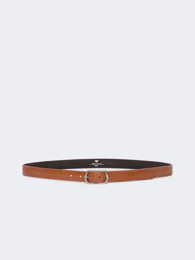 Max Mara Crocodile-print Leather Belt In Brown