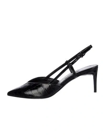 Pre-owned Max Mara Crocodile Slingback Pumps In Black