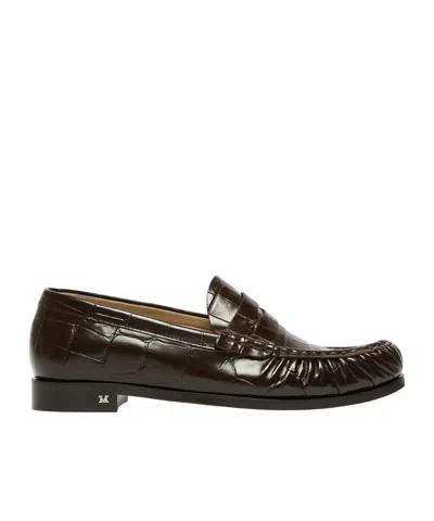 Max Mara Crocodile-embossed Loafers In Brown
