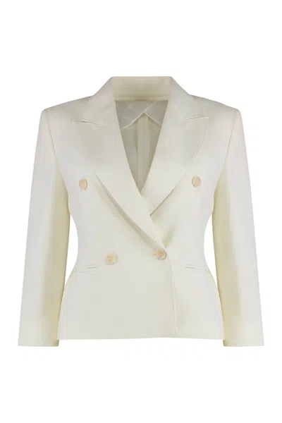 Max Mara Crop Blazer In Wool Fabric In Neutral