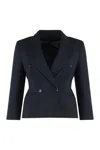 Max Mara Women Blue Doube Breasted Crop Blazer In Multi