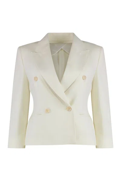 Max Mara Crop Blazer In Wool Fabric In Neutral