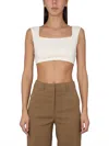 Max Mara Square Neck Sleeveless Cropped Top In Neutral