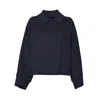 Max Mara Cropped Black Jacket With Classic Collar In Blue